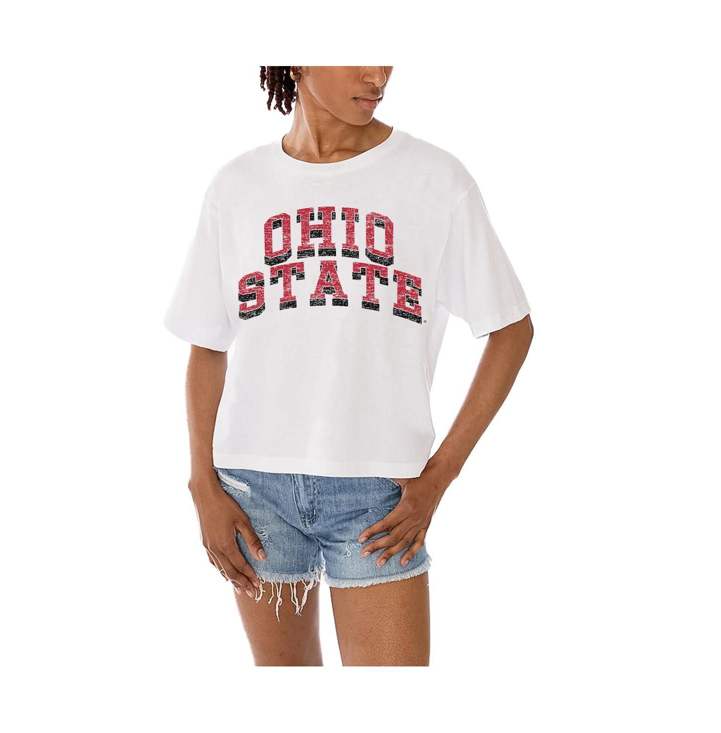 Женская футболка Gameday Couture White Ohio State Buckeyes Claim To Fame Boxy Cropped — фото 1