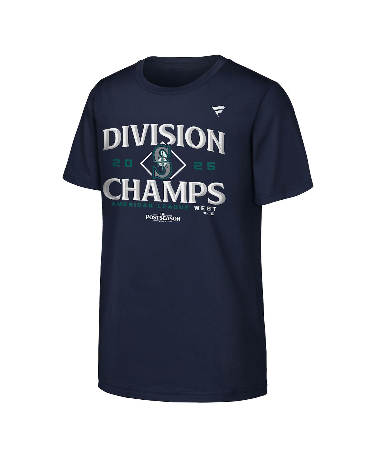 Fanatics Big Boys and Girls Navy Seattle Mariners 2025 Al West Division Champions Locker Room T-Shirt