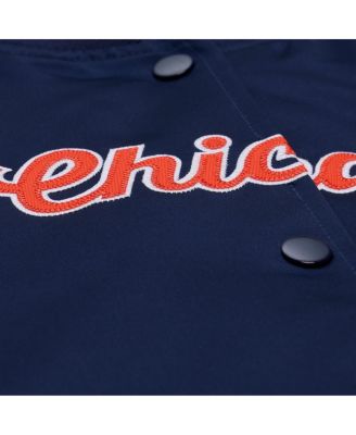 Women's Navy Chicago Bears Full-Snap Satin Jacket