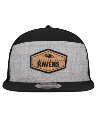 Men's Gray/Black Baltimore Ravens Cork Split Panel 9FIFTY Trucker Snapback Hat