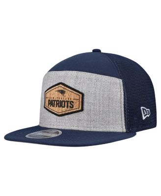 New Era - Men's Gray/Navy New England Patriots Cork Split Panel 9FIFTY Trucker Snapback Hat