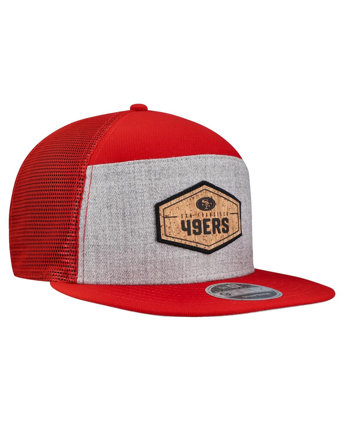 New Era Men's Gray/Scarlet San Francisco 49ers Cork Split Panel 9FIFTY Trucker Snapback Hat