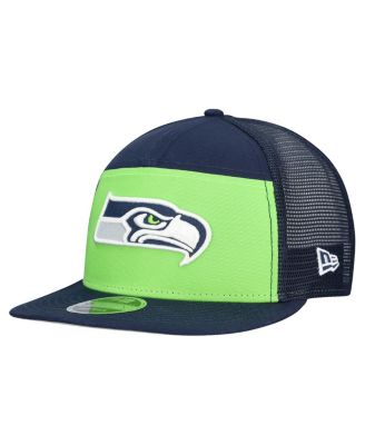 New Era - Men's Neon Green/College Navy Seattle Seahawks Outdoor Split Panel 9FIFTY Snapback Hat