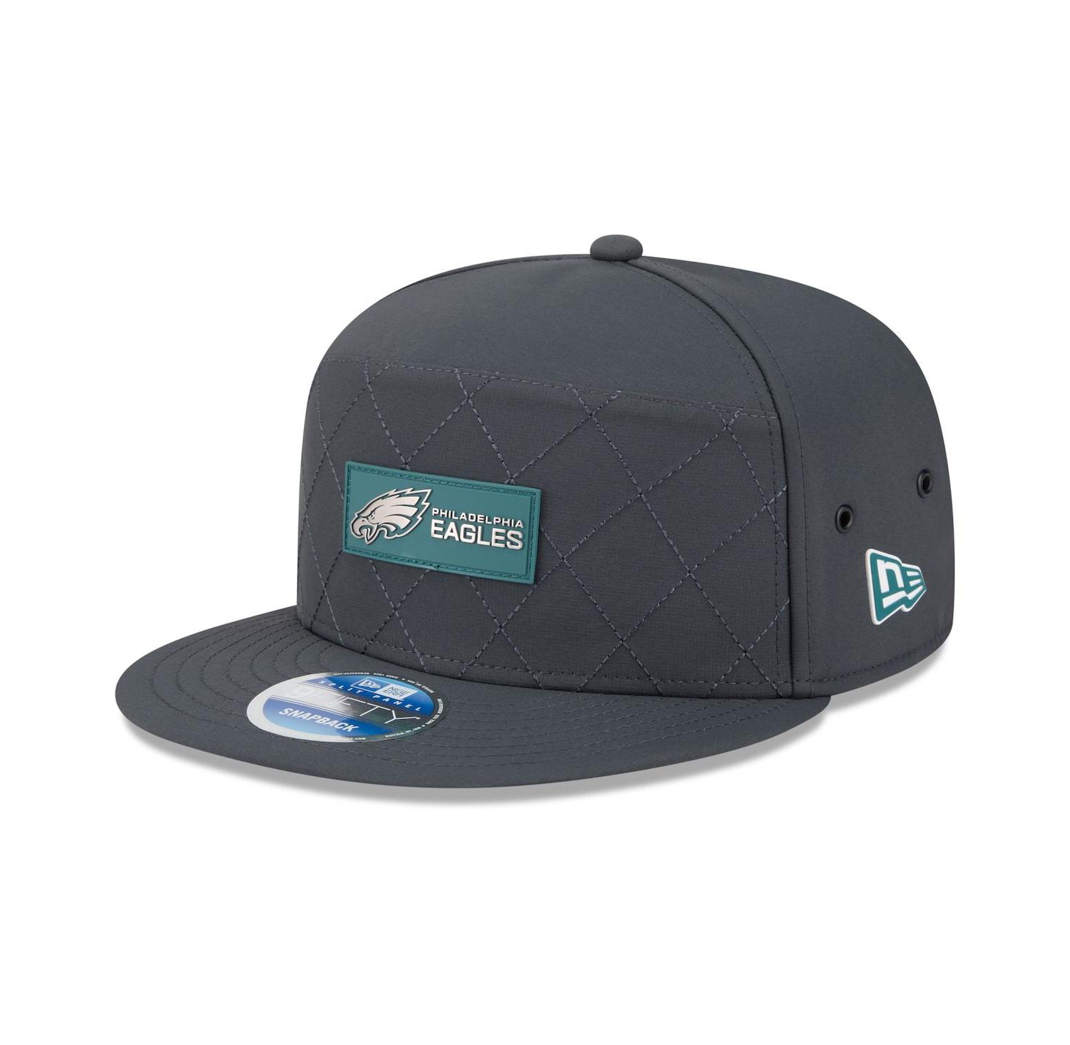 Men's Charcoal Philadelphia Eagles 2025 Sideline Cold Weather Split Panel 9FIFTY Snapback Hat