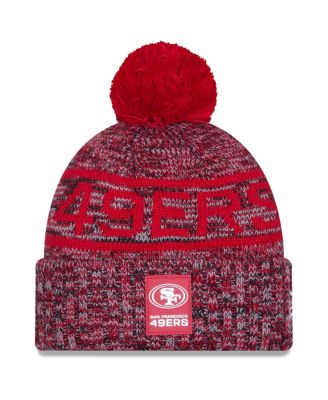 New Era - Men's Scarlet San Francisco 49ers 2025 Sideline Cold Weather Cuffed Pom with Knit Hat