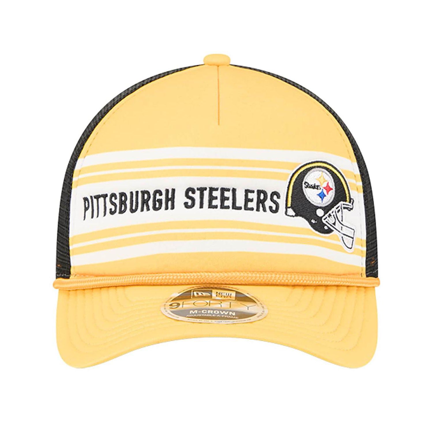 Men's Gold Pittsburgh Steelers Linear A-Frame 9FORTY Adjustable Hat