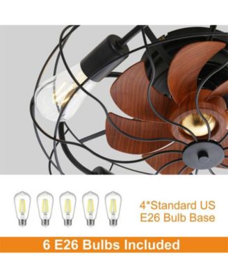 20 Inch 3 Blade Caged Ceiling Fan with Light, Remote Control, 6 Speed Adjustable and Timer Function