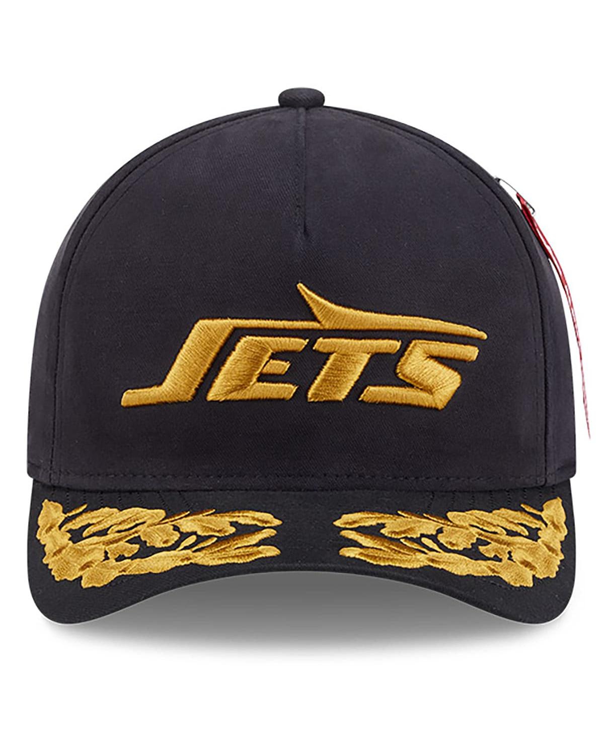 New Era x Alpha Men's Industries Black New York Jets A-Frame 9FORTY Adjustable Hat