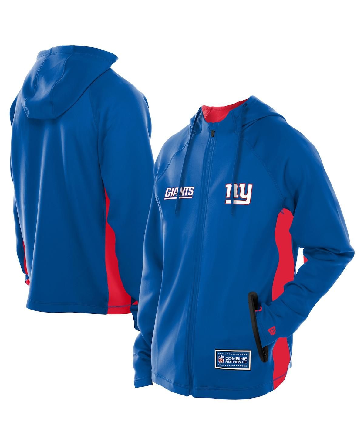 Мужская толстовка Royal New York Giants сочетает в себе аутентичный реглан Scuba с капюшоном на молнии