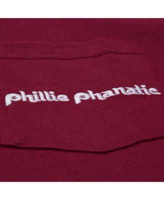 Men's Burgundy Philadelphia Phillies Double Hit Mascot Pocket T-Shirt
