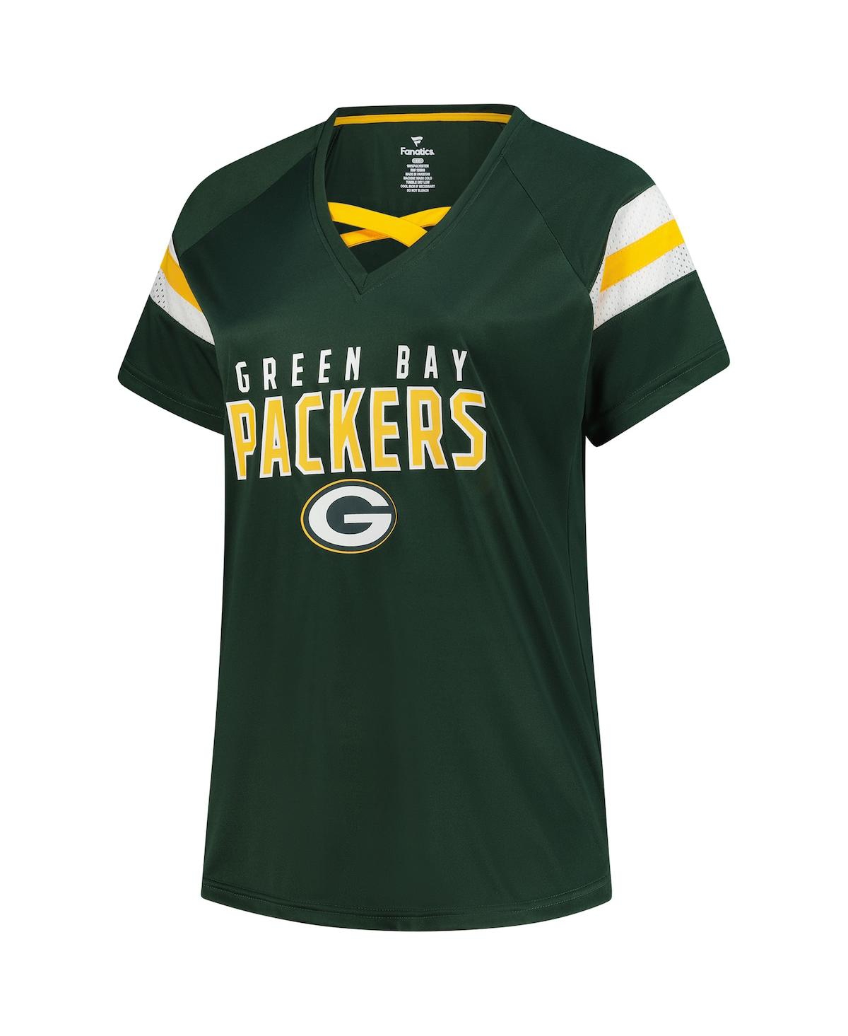 Fanatics Women's Jordan Love Green Bay Packers Plus Size Name Number Raglan Lace V-neck T-shirt In Green