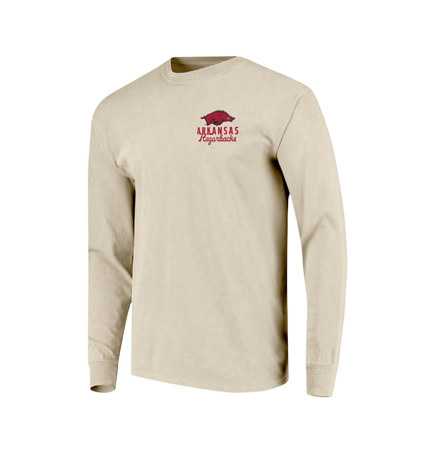 Мужская футболка Image One Natural Arkansas Razorbacks Comfort Colors Mascot Overlay Long Sleeve — фото 3