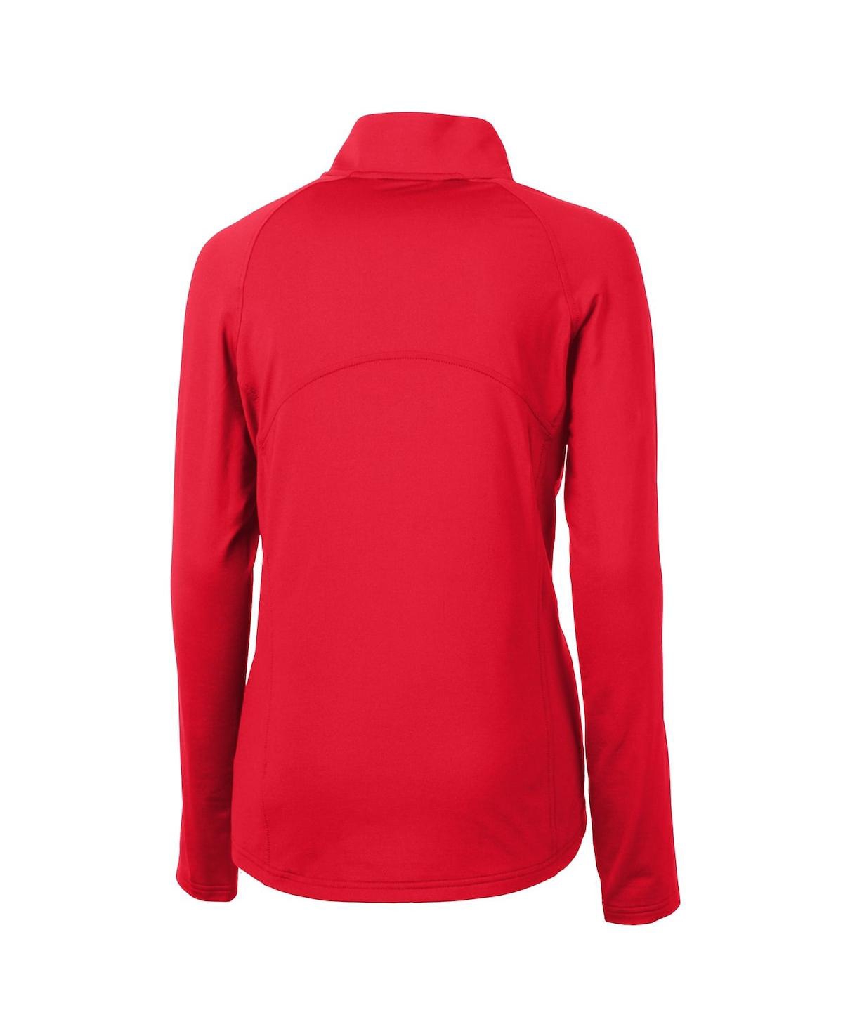 Cutter & Buck Women's Scarlet Ohio State Buckeyes Adapt Eco Knit Stretch Half-zip Pullover Sweatshirt In Red