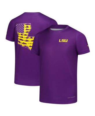 Columbia - Big Boys and Girls Purple LSU Tigers Terminal Tackle Omni-Shade T-Shirt