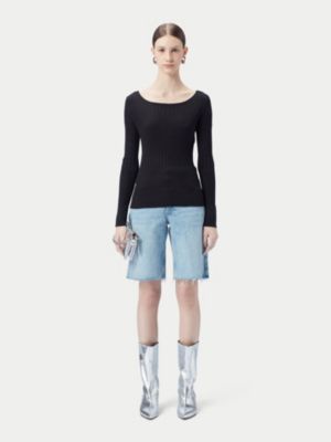 Juniors' Ribbed Cotton Silk Cashmere Blend Sweater