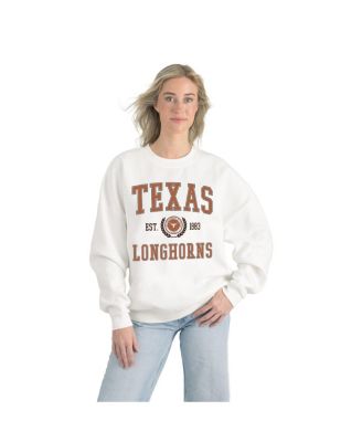 Women's White Texas Longhorns Premium Fleece Drop Shoulder Oversized Pullover Sweatshirt