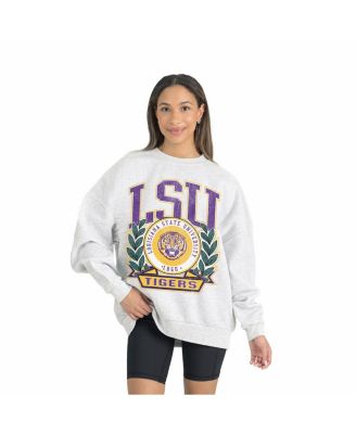 Gameday Couture - Women's Gray LSU Tigers Premium Fleece Drop Shoulder Oversized Pullover Sweatshirt