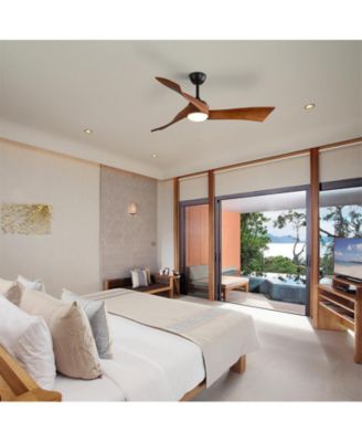 52-inch Black Modern 3 Blades Ceiling Fan Light with Remote Control Support Six Speed Ajustable