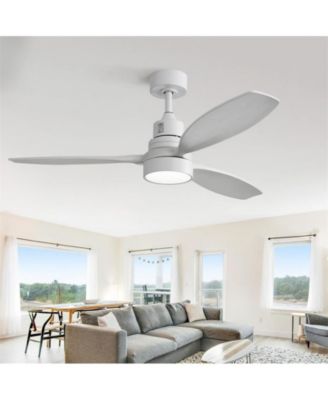 52-inch Simple and Grand Style White 3-Blade Ceiling Fan with Remote Control and Light Source