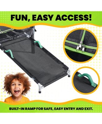 7ft Round Trampoline with Enclosure and Ramp – Perfect for Indoor and Outdoor Fun!