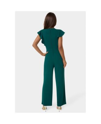 Women's Scuba Crepe Jumpsuit With Ruffle Sleeve