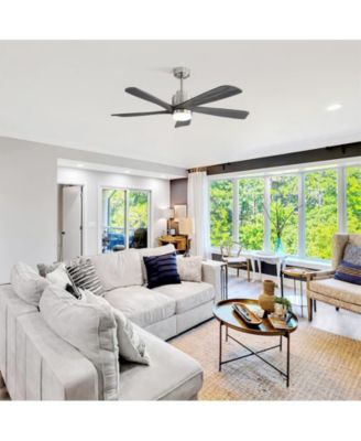 52-inch Modern Stylish Sand Nickel 5-Blade Ceiling Fan with Remote Control and Light Source