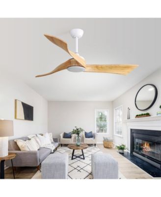 52-inch White Modern 3 Blades Ceiling Fan Light with Remote Control Support Six Speed Ajustable