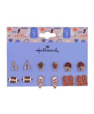Football Themed 6pk Stud Earring Set