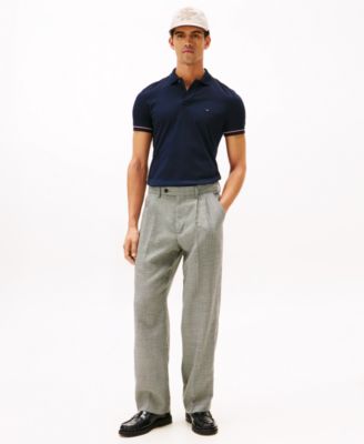 Men's Red, White, and Blue Cuff Slim Fit Polo 