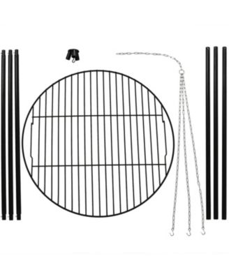 Outdoor Camping or Backyard Steel Tripod Fire Pit Cooking Grilling BBQ Grate - 22&amp;quot; - Black