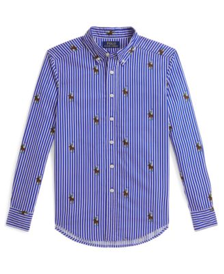 Polo Ralph Lauren - Boys 8-20 Polo Bear Striped Long-Sleeve Shirt