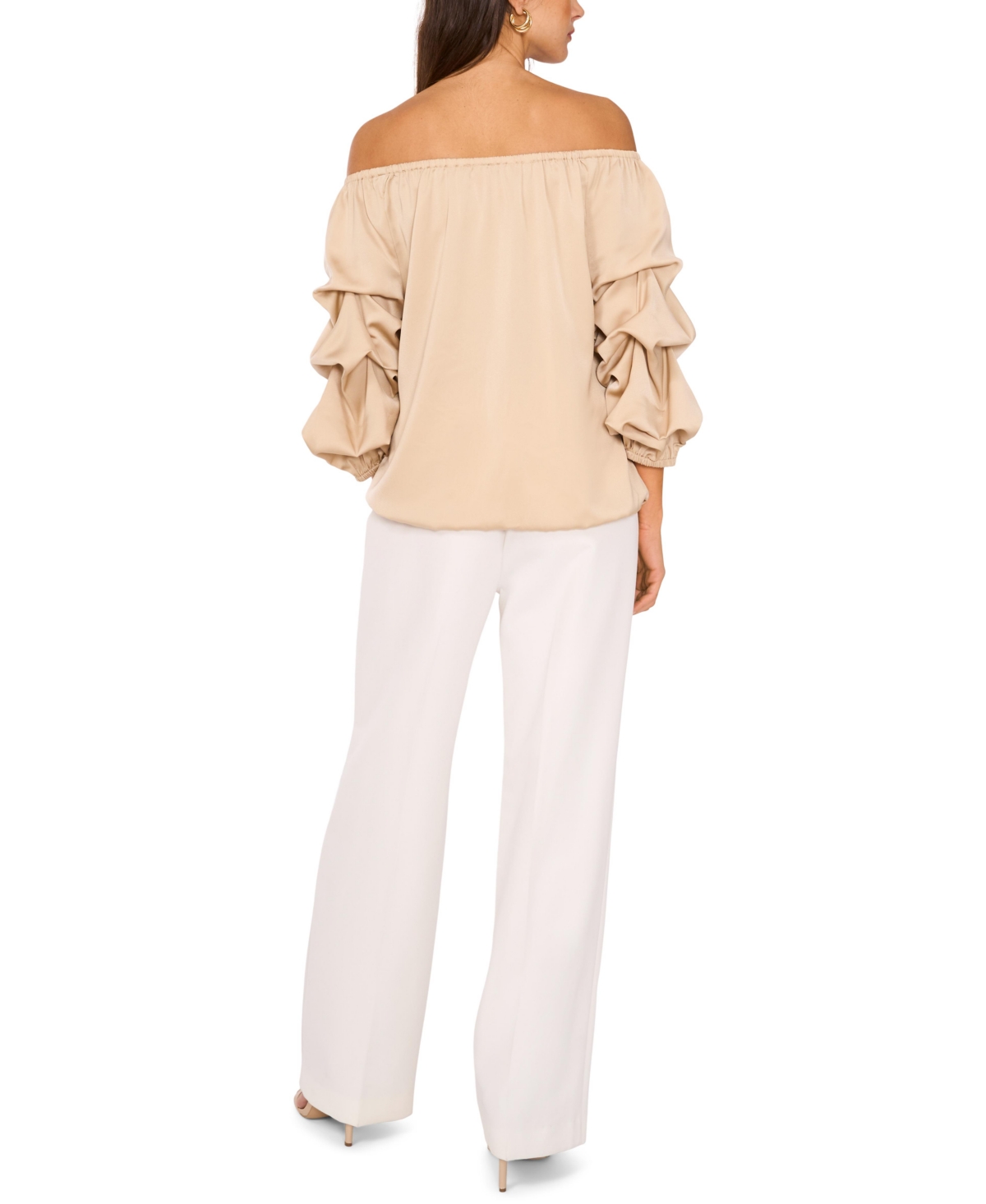 Vince Camuto Off The Shoulder Bubble Sleeve Top In Neutral