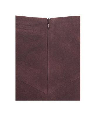 Women's Faryn Mahogany Faux Suede Pleated A-Line Mini Skirt