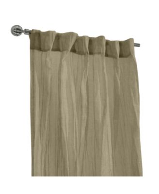 100% Polyester Paloma Sheer Broomstick Crushed Solid Dual Header Curtain Panel 52" x 84" Khaki