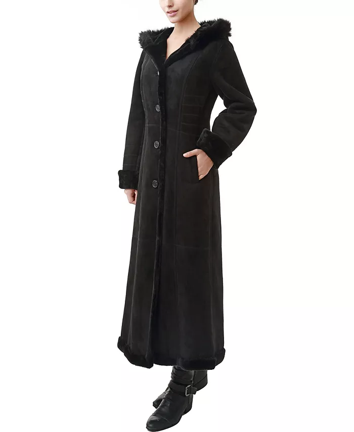 Women's Gianna Hooded Faux Shearling Long Coat - thumbnail 5
