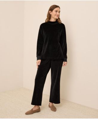 Women's Organic Cotton Velour Mock Neck Pullover