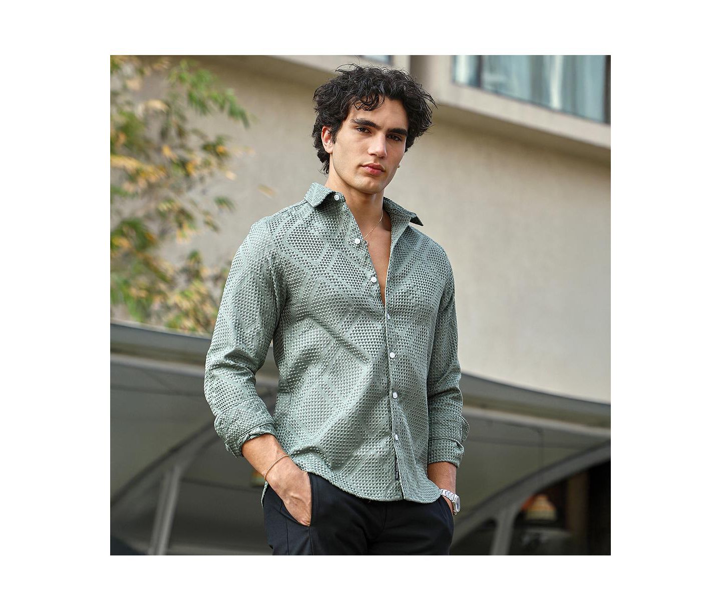 Мужская рубашка Cahoot Campus Sutra Sage Green Shard-Tactile, цвет: Зелёный — фото 2
