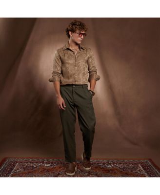 Men's Peanut Brown Flora-Textured Shirt