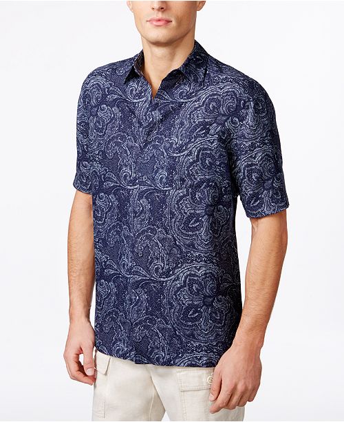 Tasso Elba Men S Paisley Short Sleeve Silk Shirt Created For