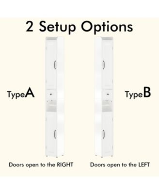 67.51 Inch Tall Bathroom Storage Cabinet with Adjustable Shelves Freestanding Cabinet with Anti-Tip Open Compartments for Small Spaces White