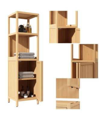 Large Capacity Multifunctional Bamboo Storage Cabinet Furniture for Bathroom and Living Room Freestanding Organizer