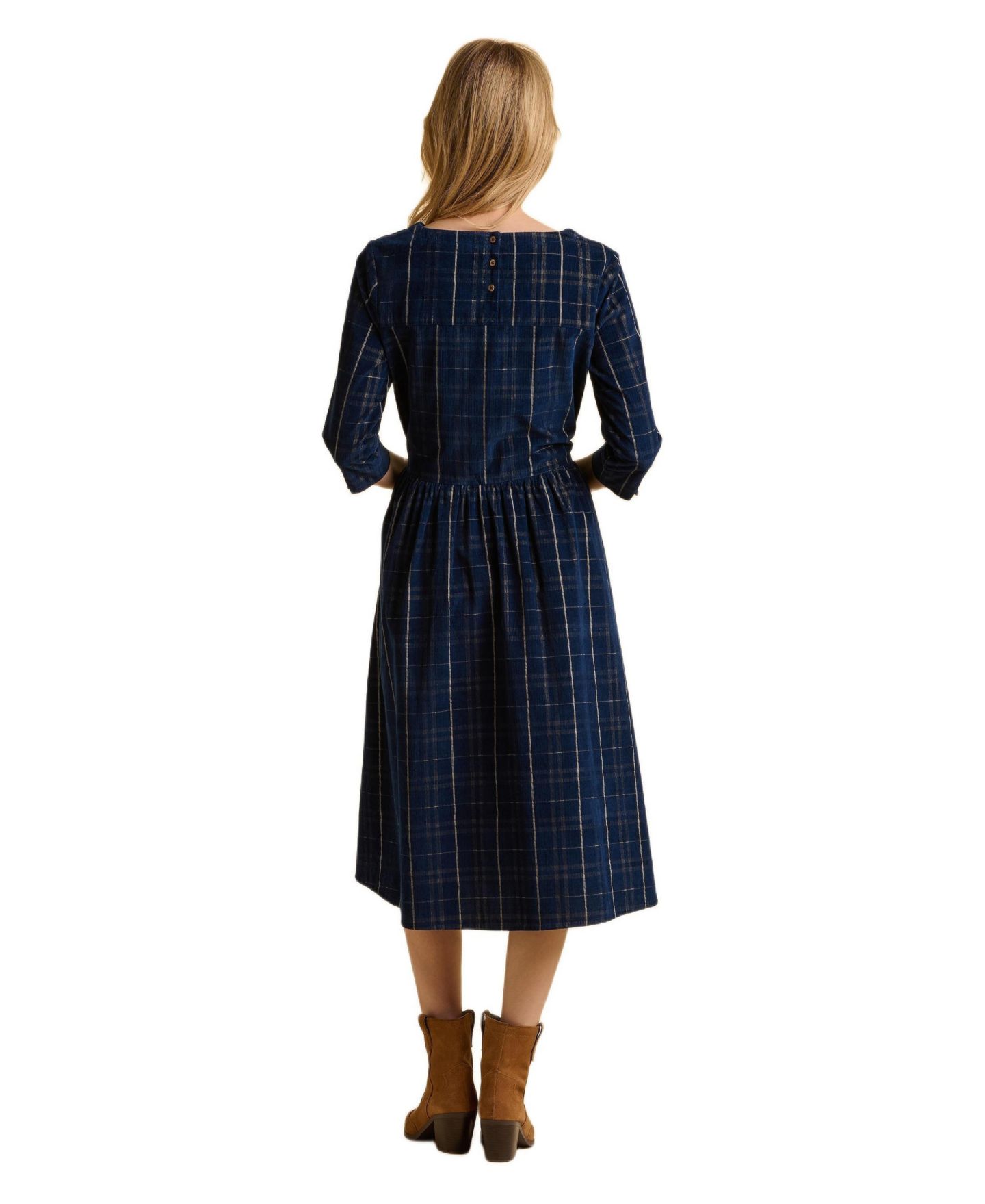 Женское платье Brakeburn Lilliput 3/4 Sleeve Boat Neck Midi, цвет: Синий — фото 3