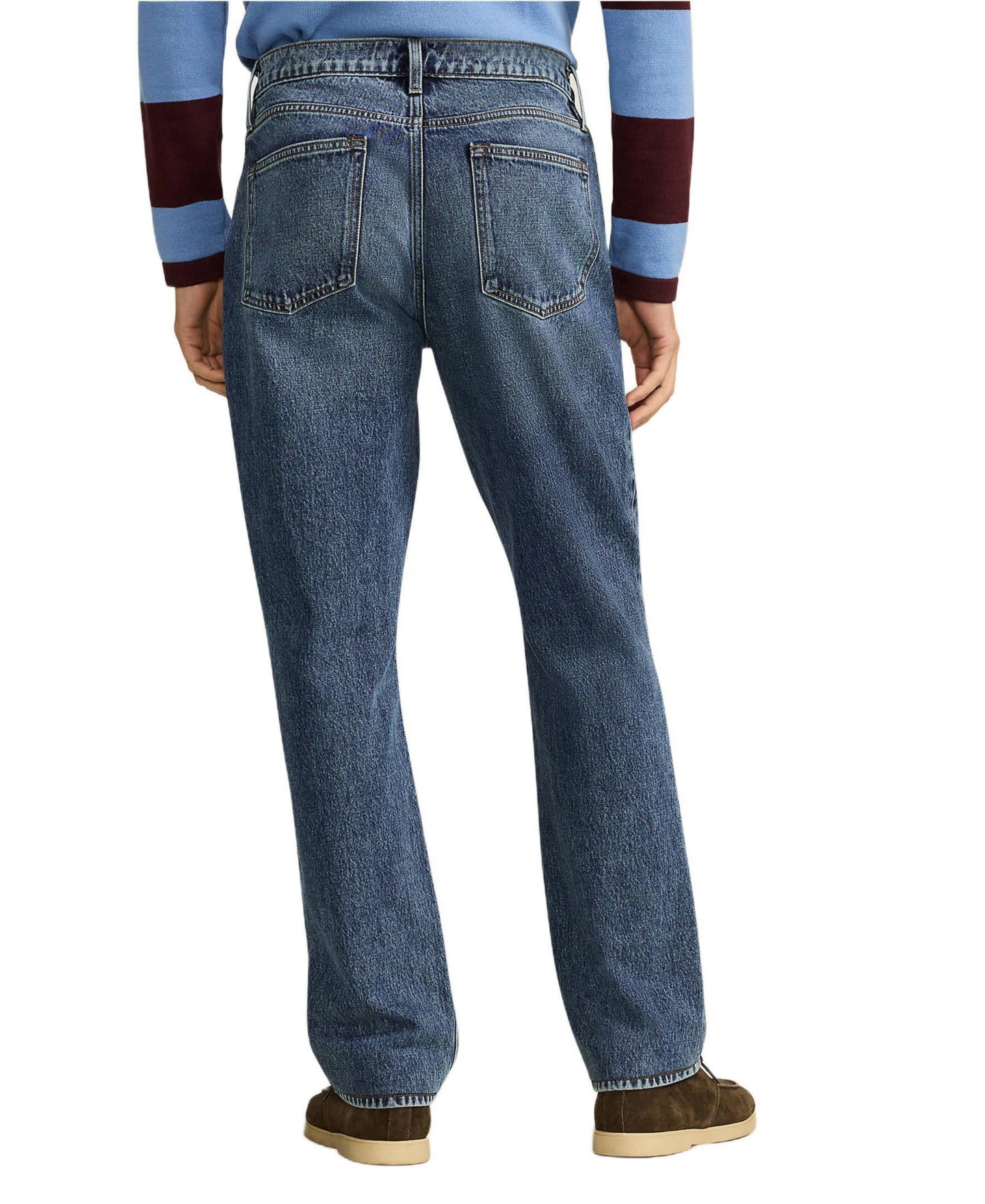 Мужские джинсы Lands' End Stretch Athletic Fit Jean, цвет: Средний варёный — фото 2