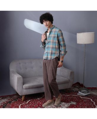 Men's Sky Blue & Ecru Beige Block-Buffalo Regular Shirt