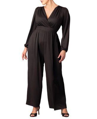 Plus Size Brigitte Long Sleeve Wide Leg Jumpsuit