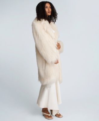 Women's Faux Fur Midi Long-Sleeve Jacket