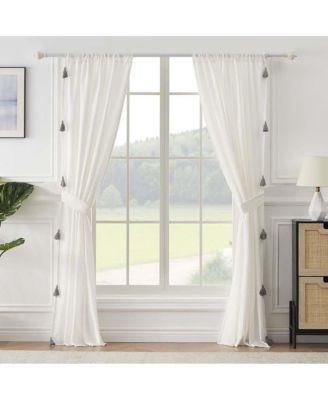 Greenland Home Monterrey Festooned with Large Tassels Window Panel Pair - Each 42"x84" Antique White
