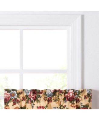 Ellis Bella Rose Stylish Medium Scale Printed Floral Pattern 1.5" Rod Pocket Tier 56"x24" Butter