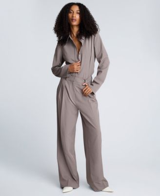 Women's Pinstripe High Rise Double Pleated Pants