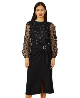 Women's Long Sleeve Sheer Floral Top